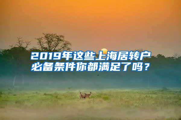 2019年这些上海居转户必备条件你都满足了吗？