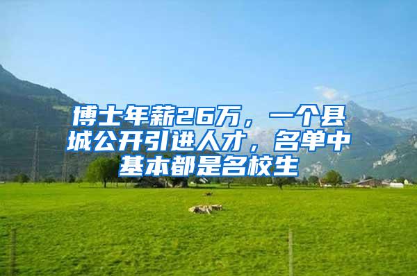 博士年薪26万，一个县城公开引进人才，名单中基本都是名校生