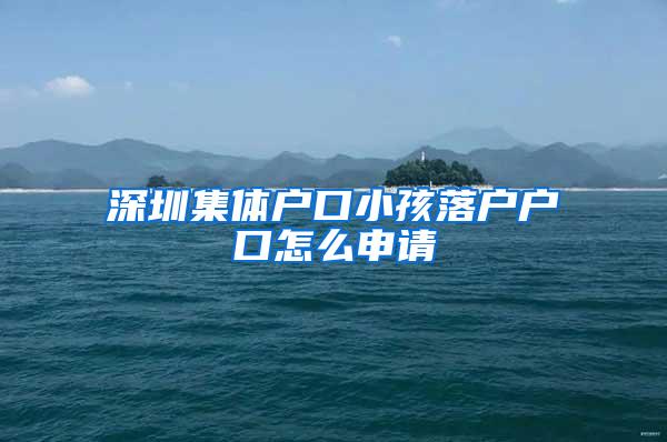 深圳集体户口小孩落户户口怎么申请