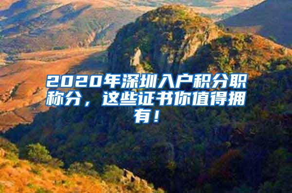 2020年深圳入户积分职称分，这些证书你值得拥有！