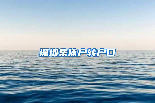 深圳集体户转户口