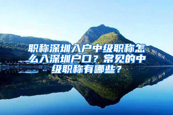 职称深圳入户中级职称怎么入深圳户口？常见的中级职称有哪些？