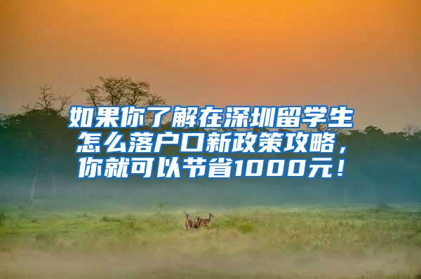 如果你了解在深圳留学生怎么落户口新政策攻略，你就可以节省1000元！