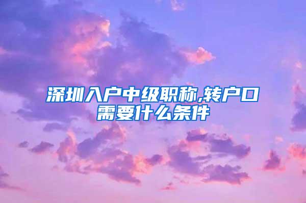 深圳入户中级职称,转户口需要什么条件