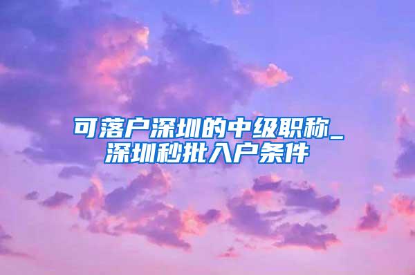 可落户深圳的中级职称_深圳秒批入户条件