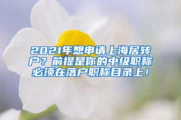 2021年想申请上海居转户？前提是你的中级职称必须在落户职称目录上！