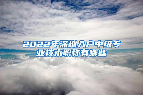 2022年深圳入户中级专业技术职称有哪些