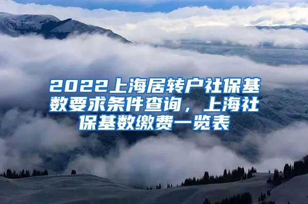 2022上海居转户社保基数要求条件查询，上海社保基数缴费一览表