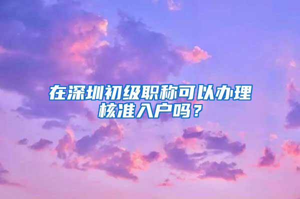 在深圳初级职称可以办理核准入户吗？