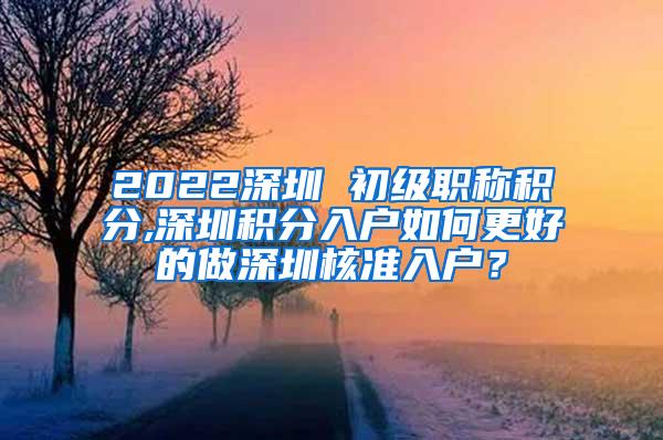 2022深圳 初级职称积分,深圳积分入户如何更好的做深圳核准入户？