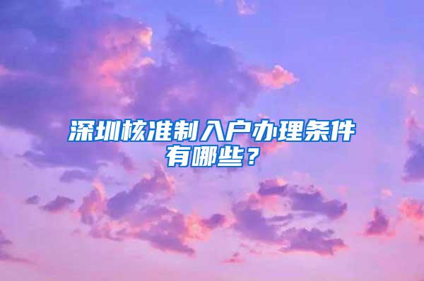 深圳核准制入户办理条件有哪些？