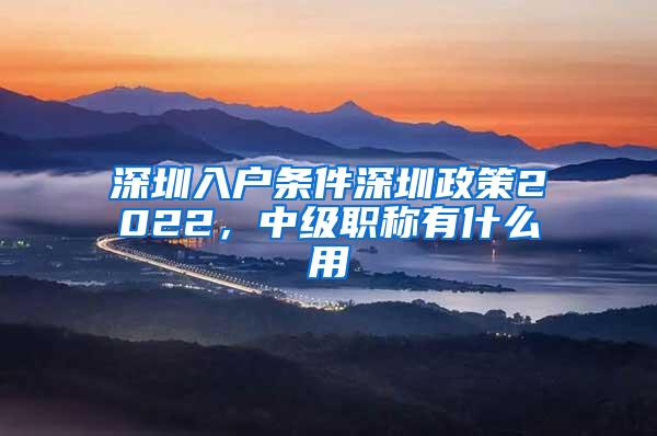 深圳入户条件深圳政策2022，中级职称有什么用