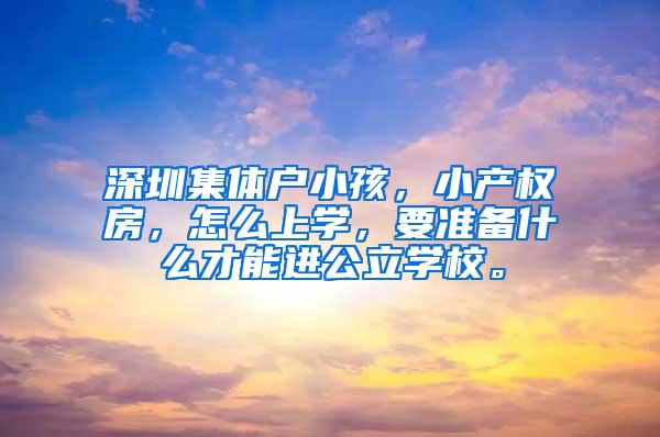 深圳集体户小孩，小产权房，怎么上学，要准备什么才能进公立学校。