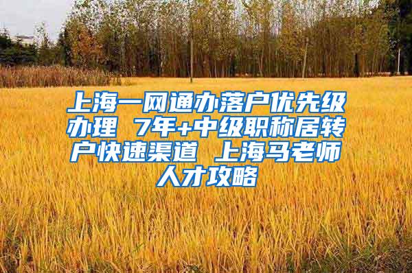 上海一网通办落户优先级办理 7年+中级职称居转户快速渠道 上海马老师人才攻略