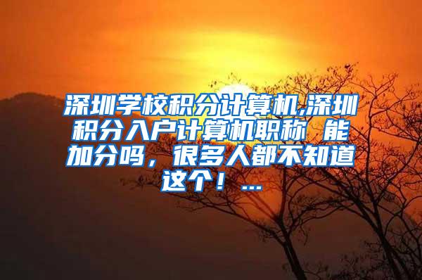 深圳学校积分计算机,深圳积分入户计算机职称 能加分吗，很多人都不知道这个！...