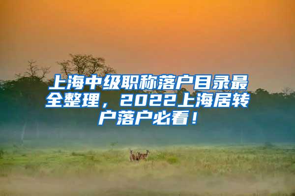 上海中级职称落户目录最全整理，2022上海居转户落户必看！