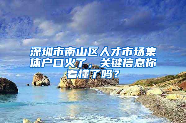 深圳市南山区人才市场集体户口火了，关键信息你看懂了吗？