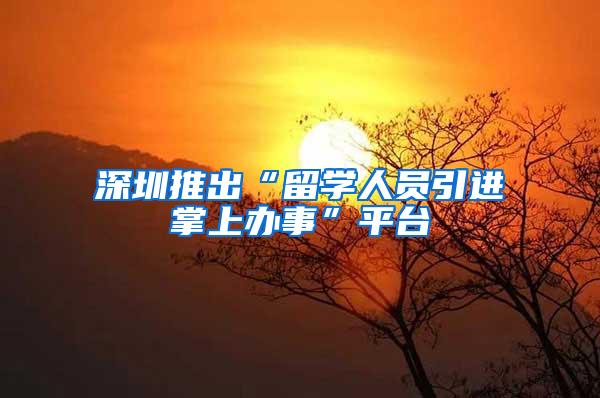 深圳推出“留学人员引进掌上办事”平台