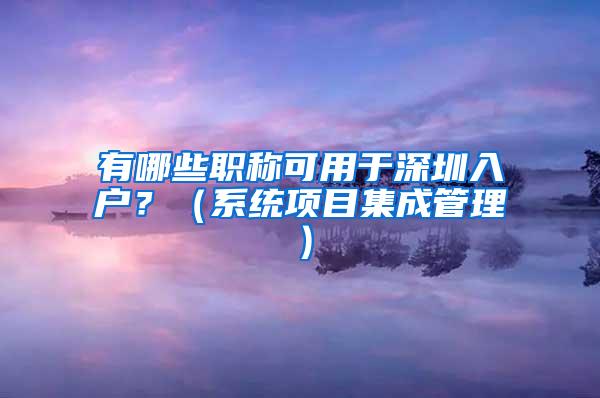 有哪些职称可用于深圳入户？（系统项目集成管理）