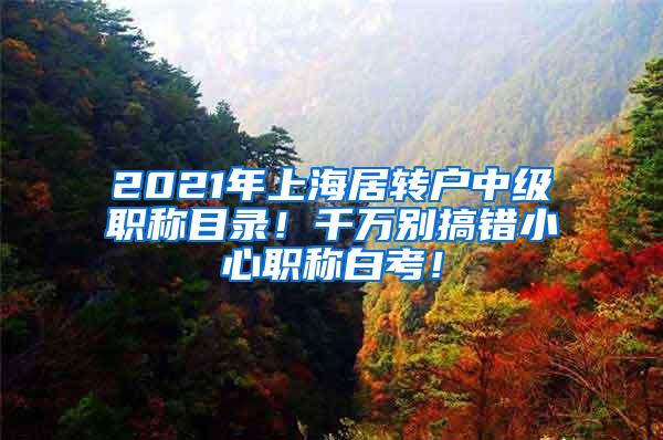 2021年上海居转户中级职称目录！千万别搞错小心职称白考！