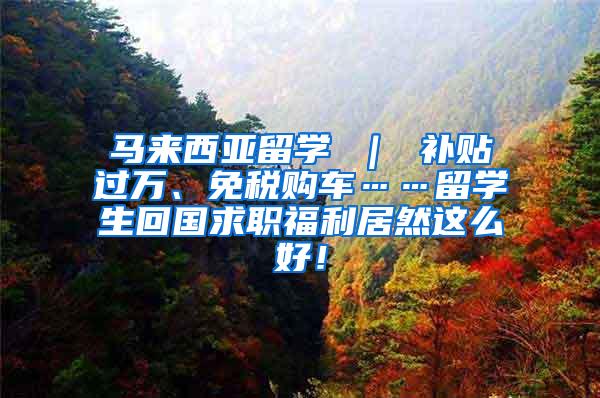 马来西亚留学 ｜ 补贴过万、免税购车……留学生回国求职福利居然这么好！