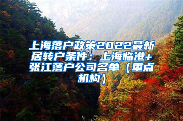 上海落户政策2022最新居转户条件：上海临港+张江落户公司名单（重点机构）