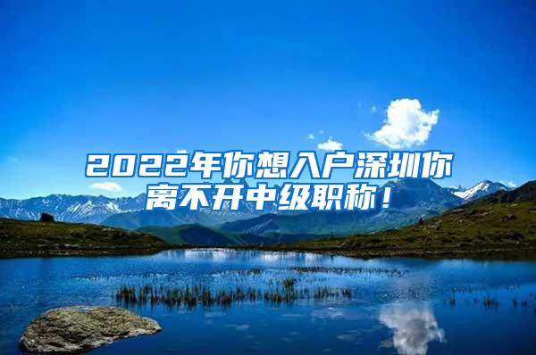 2022年你想入户深圳你离不开中级职称！