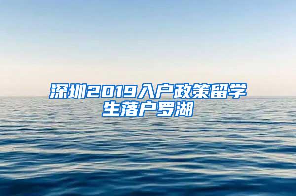 深圳2019入户政策留学生落户罗湖