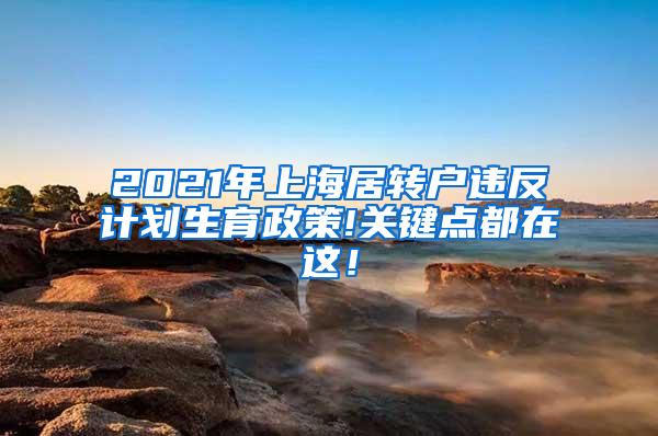 2021年上海居转户违反计划生育政策!关键点都在这！