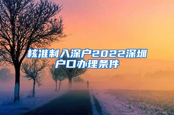 核准制入深户2022深圳户口办理条件