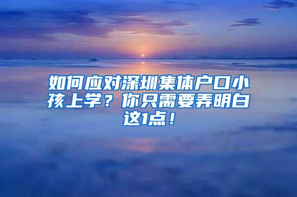 如何应对深圳集体户口小孩上学？你只需要弄明白这1点！