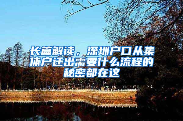 长篇解读，深圳户口从集体户迁出需要什么流程的秘密都在这