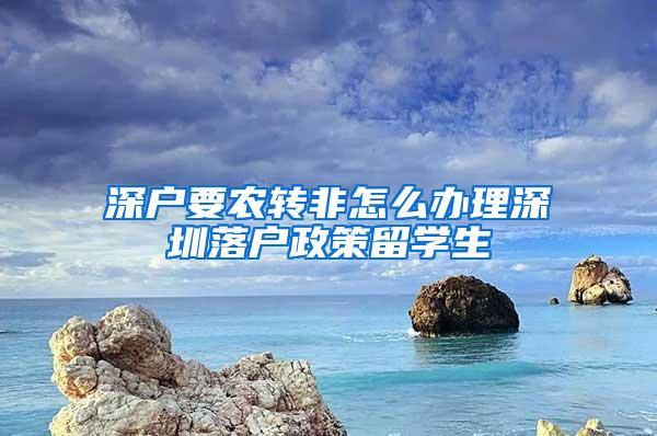 深户要农转非怎么办理深圳落户政策留学生