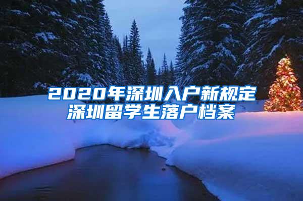 2020年深圳入户新规定深圳留学生落户档案