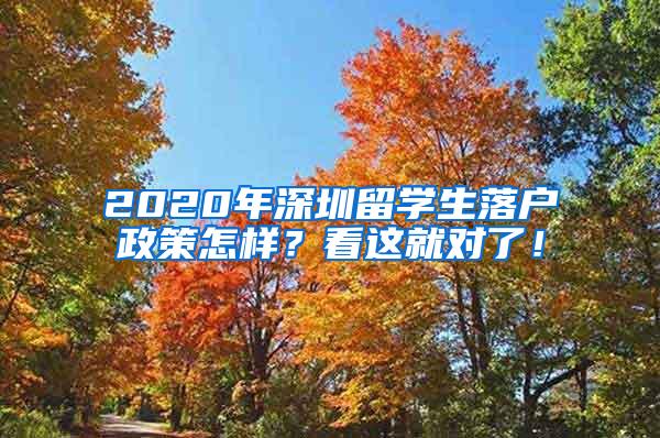 2020年深圳留学生落户政策怎样？看这就对了！