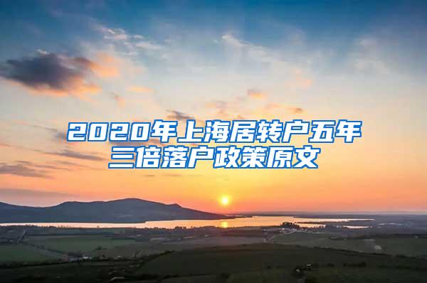 2020年上海居转户五年三倍落户政策原文