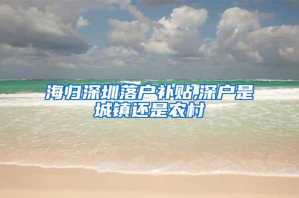 海归深圳落户补贴,深户是城镇还是农村