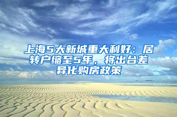 上海5大新城重大利好：居转户缩至5年，将出台差异化购房政策