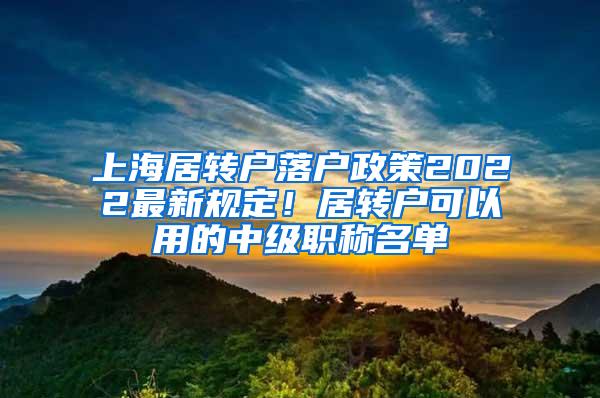 上海居转户落户政策2022最新规定！居转户可以用的中级职称名单