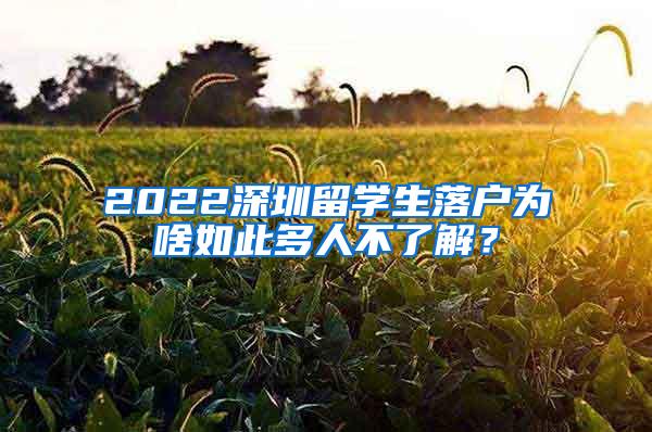 2022深圳留学生落户为啥如此多人不了解？