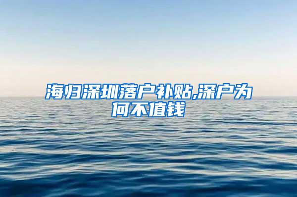 海归深圳落户补贴,深户为何不值钱