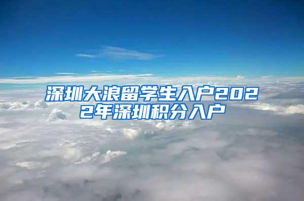 深圳大浪留学生入户2022年深圳积分入户