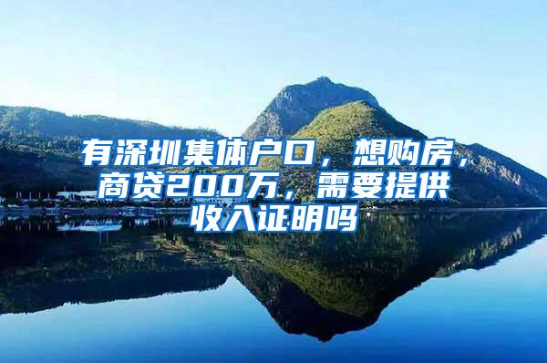 有深圳集体户口，想购房，商贷200万，需要提供收入证明吗