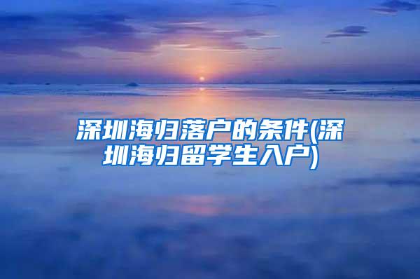 深圳海归落户的条件(深圳海归留学生入户)