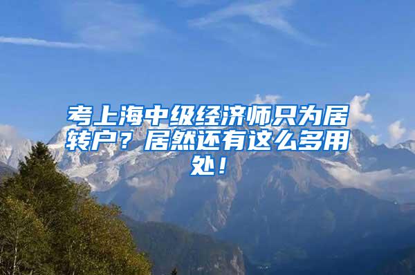 考上海中级经济师只为居转户？居然还有这么多用处！