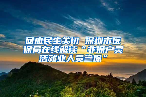 回应民生关切 深圳市医保局在线解读“非深户灵活就业人员参保”