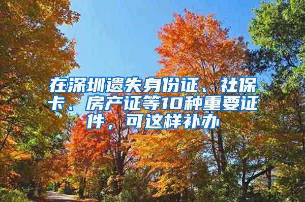 在深圳遗失身份证、社保卡、房产证等10种重要证件，可这样补办