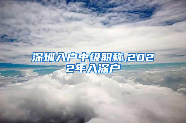 深圳入户中级职称,2022年入深户