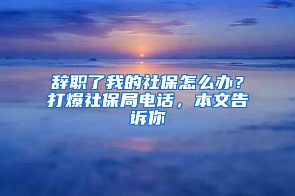 辞职了我的社保怎么办？打爆社保局电话，本文告诉你