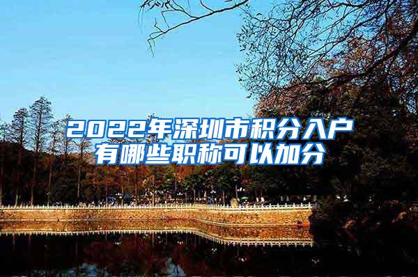 2022年深圳市积分入户有哪些职称可以加分